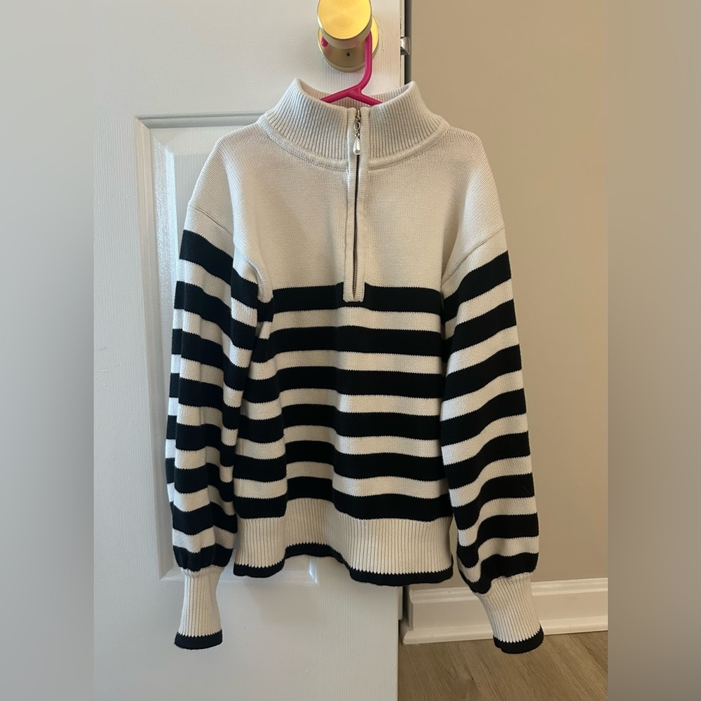 J. Crew XS Striped 3/4 Zip Sweater